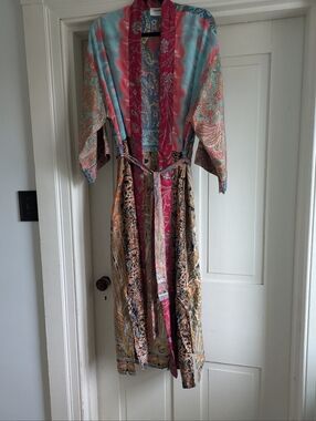 Bohemian Multicolor Paisley Kimono Robe - Women's